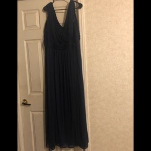 Long navy blue bridesmaid dress